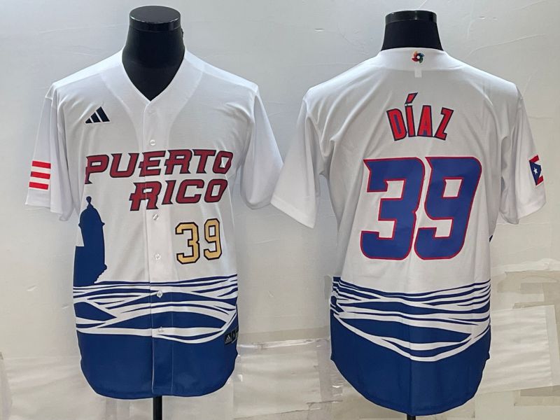 Men 2023 World Cub 39 Diaz White MLB Jersey2